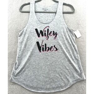 Love & Cherish Shirt Womens Medium Grey Wifey Vibes Sleeveless Tank Top Stretch